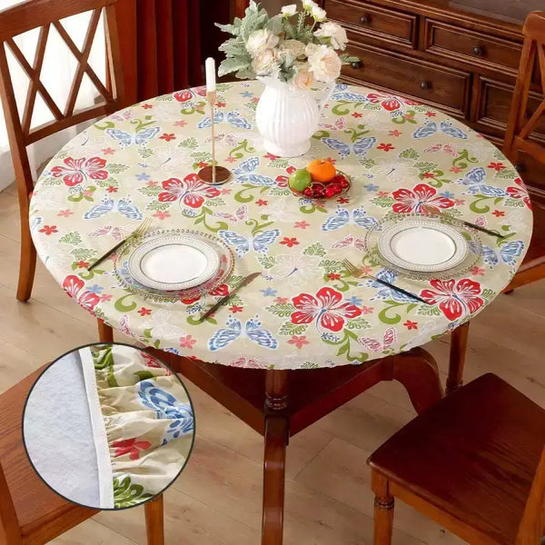 Sastybale_Butterflies_Vinyl_Round_Fitted_Tablecloth