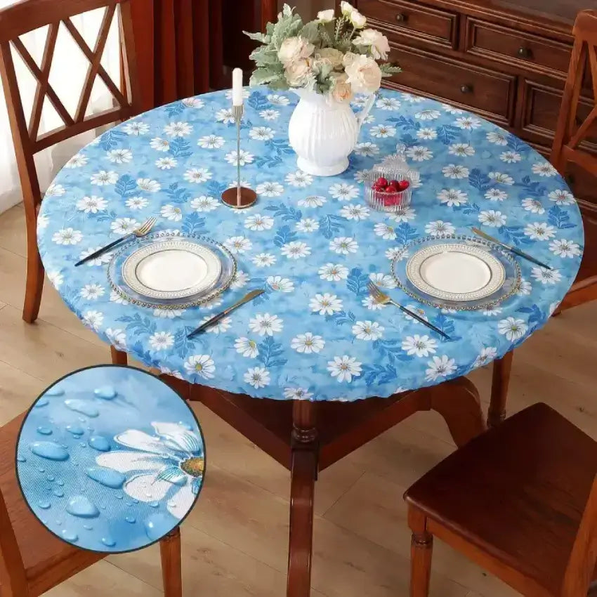 Sastybale_Daisy_Vinyl_Round_Fitted_Tablecloth