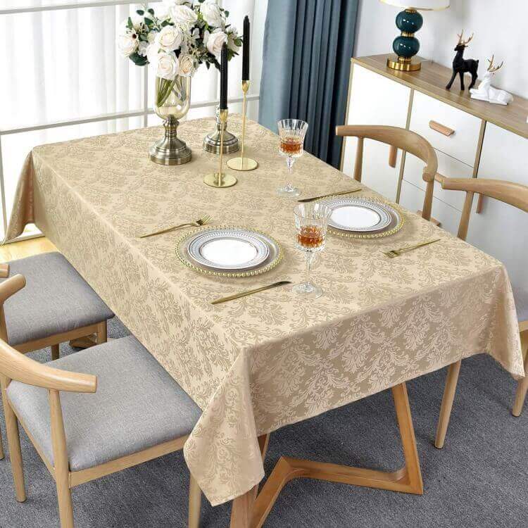 Sastybale Flax Jacquard Spill Proof Rectangle Tablecloth