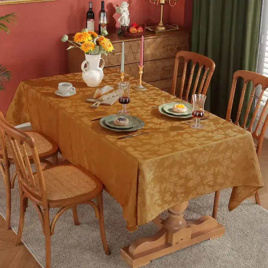 Maple Leaves Fall Tablecloth, Jacquard Rectangle Autumn Table Cloth