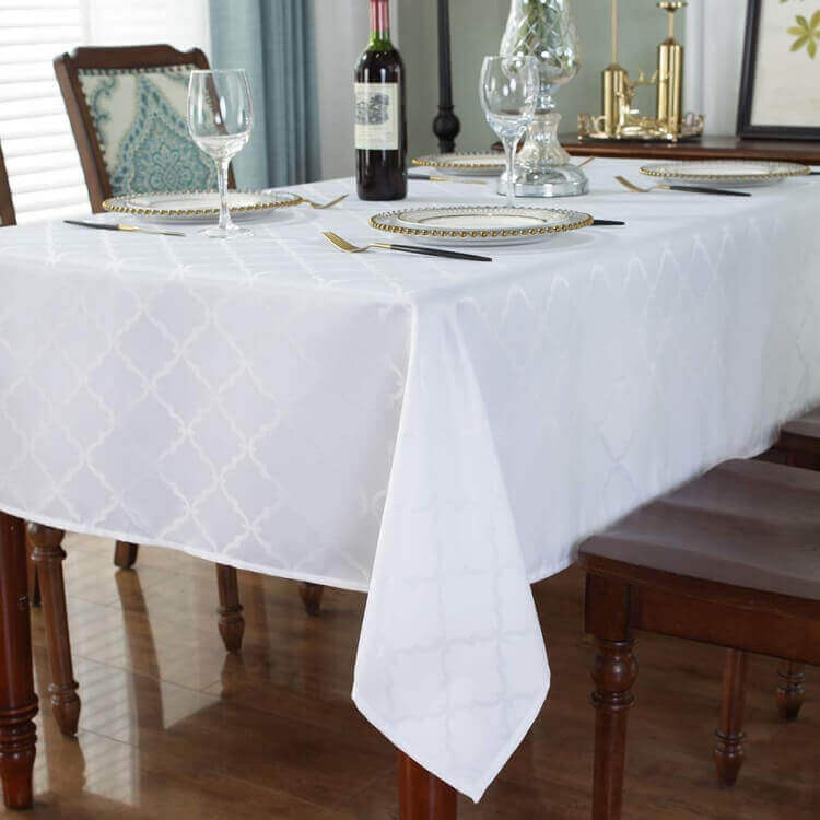 Sastybale White Rectangular Table Cover for Party