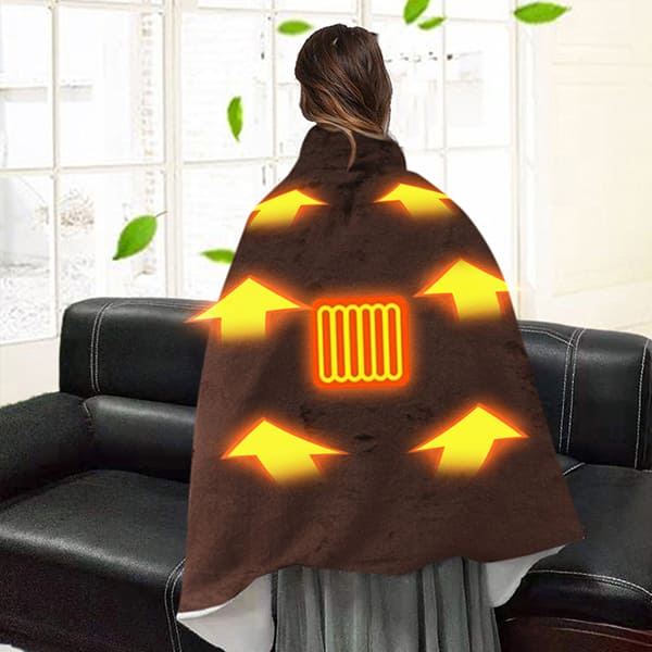 Coral Fleece Wearable Electric Blankets Winter USB Charging Heating Shawl Blankets