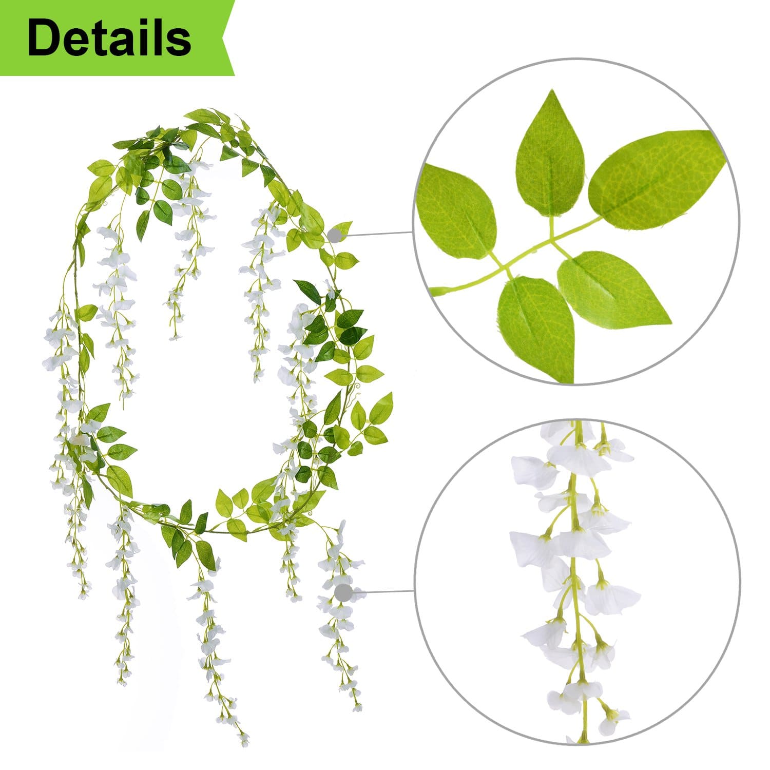 Wisteria Artificial Flowers Garland 4Pcs Total 28.8ft