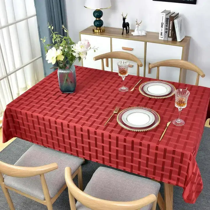 Plaid Jacquard Polyester Rectangle Tablecloth