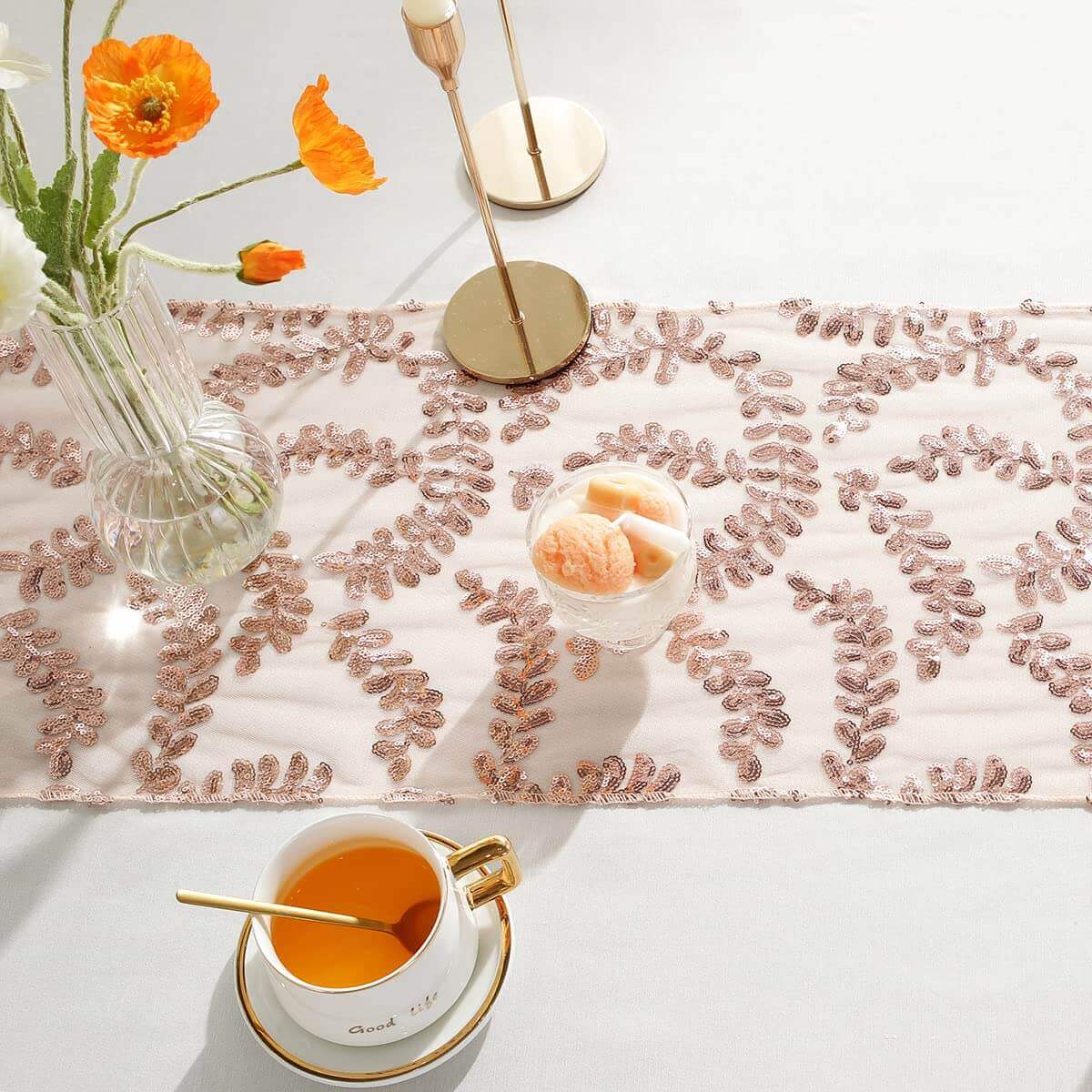 sastybale 12”x108” Rose Gold Table Runners