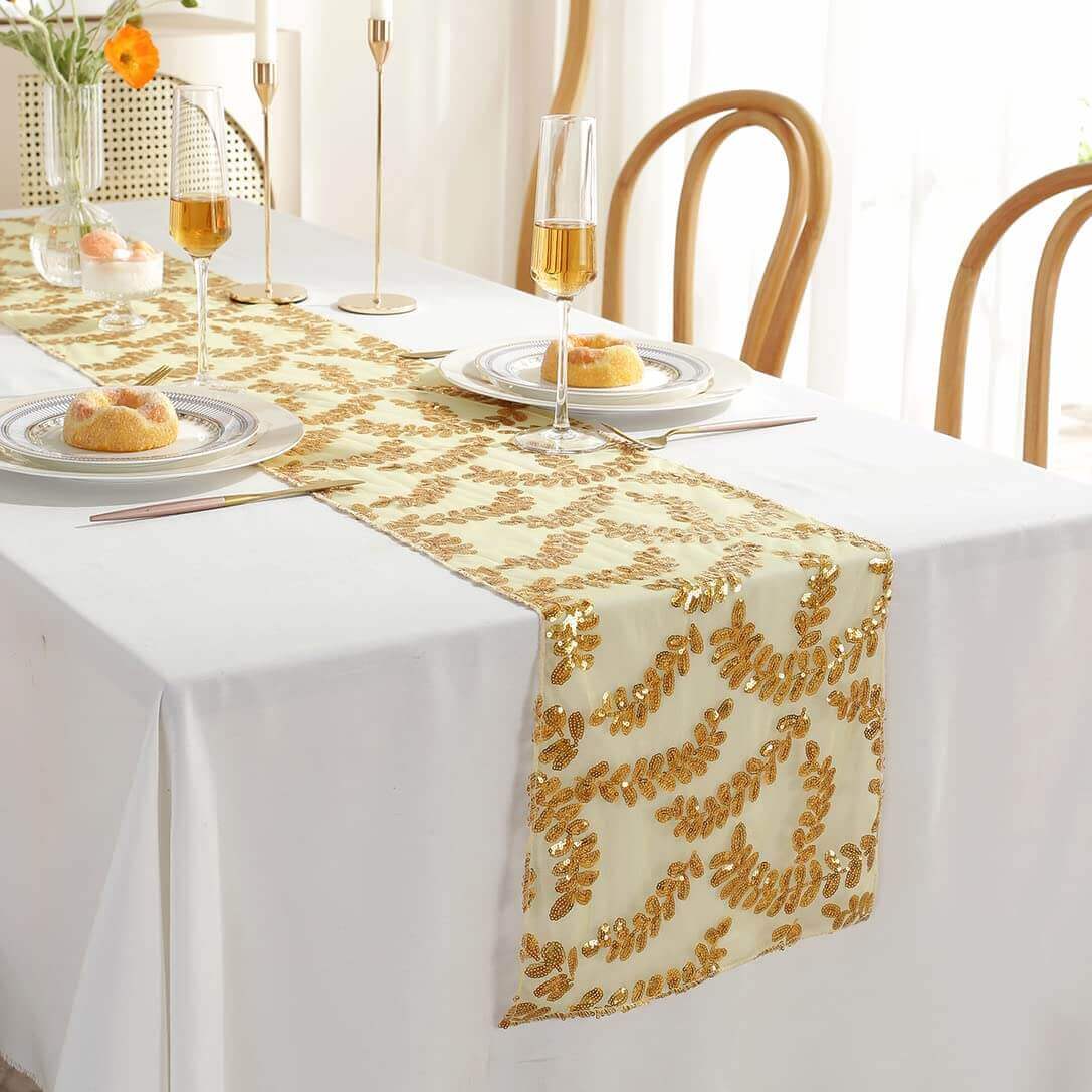 sastybale 12”x72” Gold Sequin Table Runners