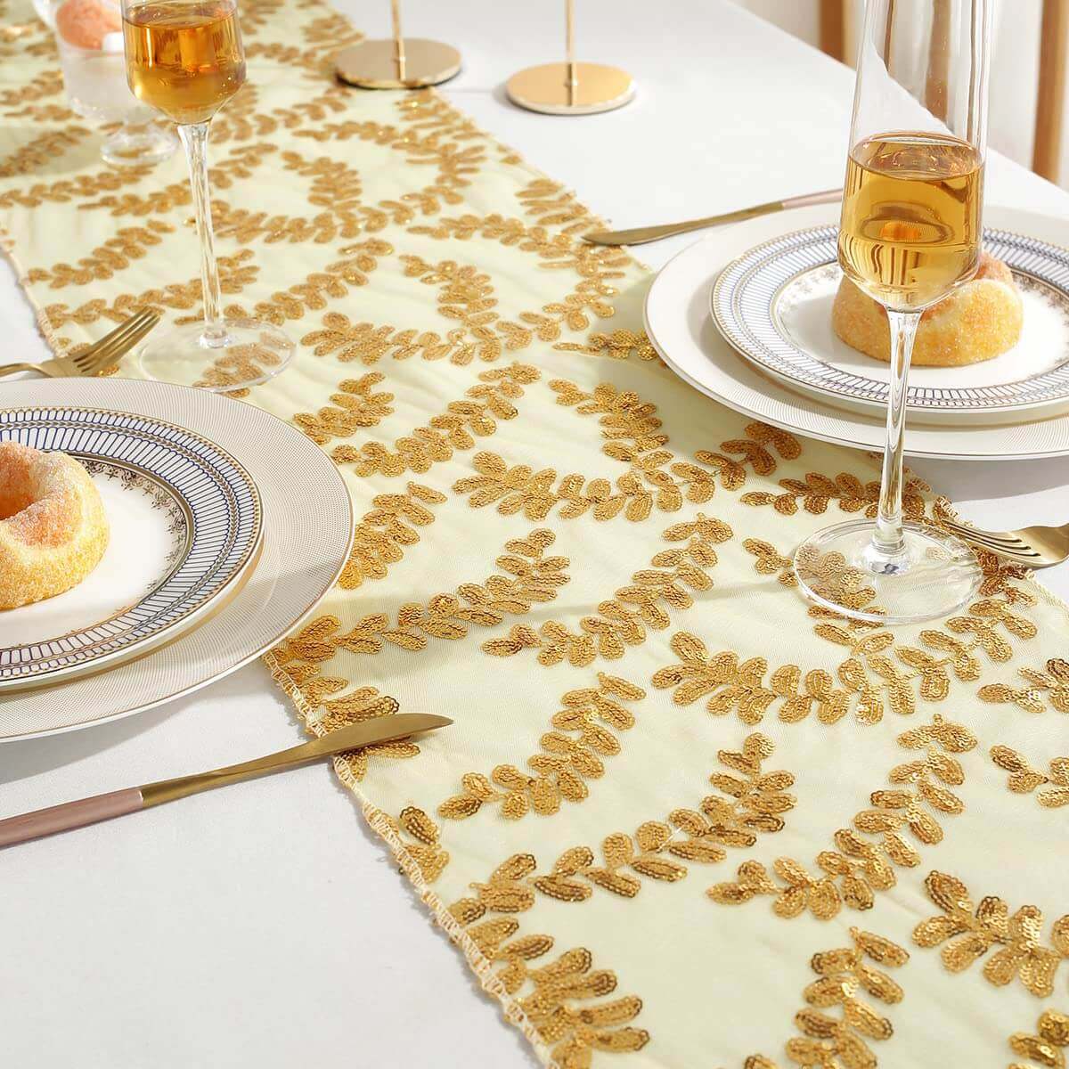 sastybale 12”x72” farmhouse Gold Sequin Table Runners