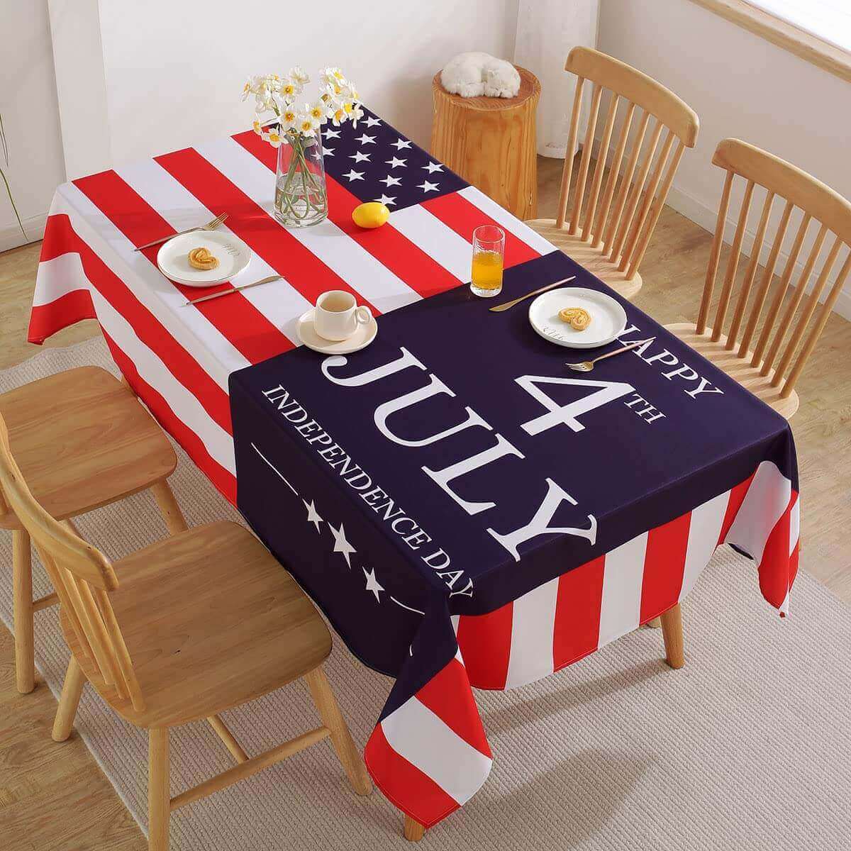sastybale 4th of July Patriotic Tablecloth