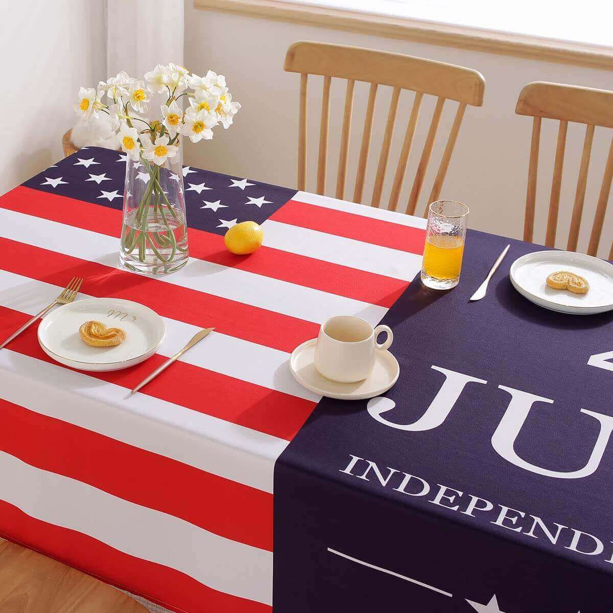 sastybale Independence Day Patriotic Rectangle Tablecloth