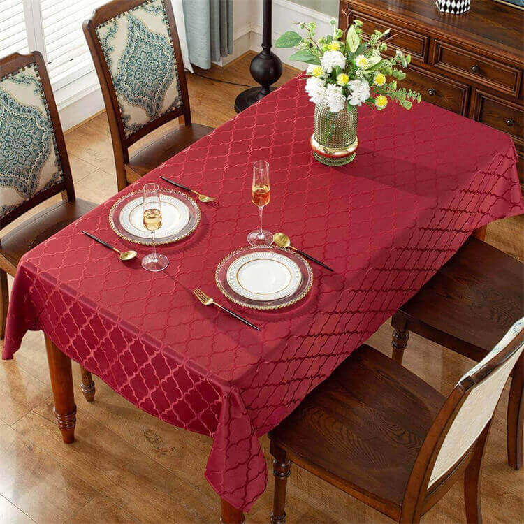 sastybale Red jacquard tablecloth front