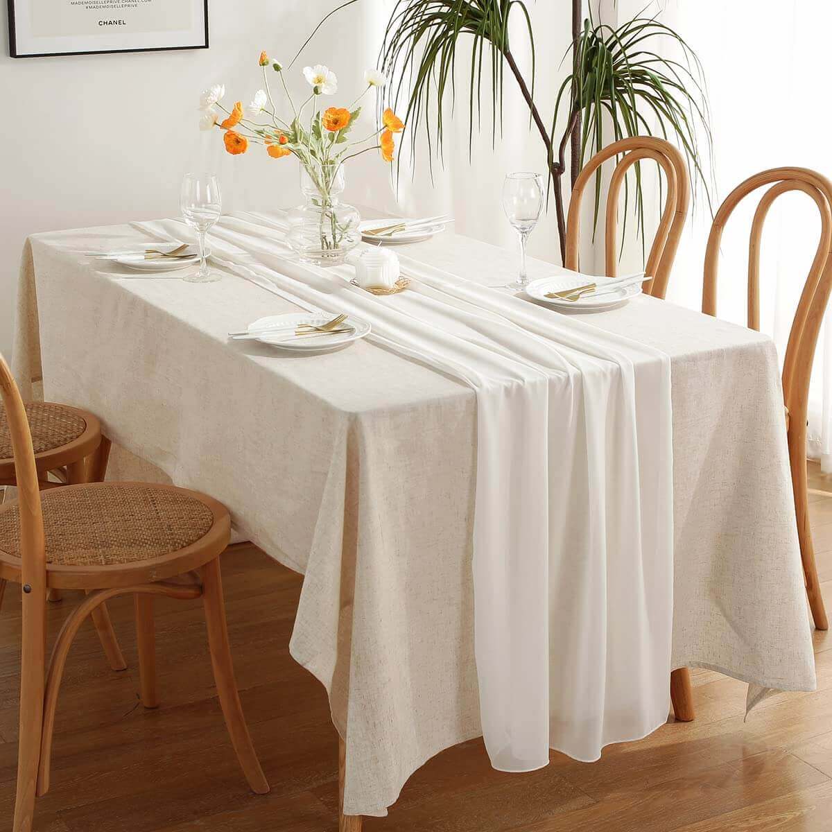 sastybale White chiffon table runners front