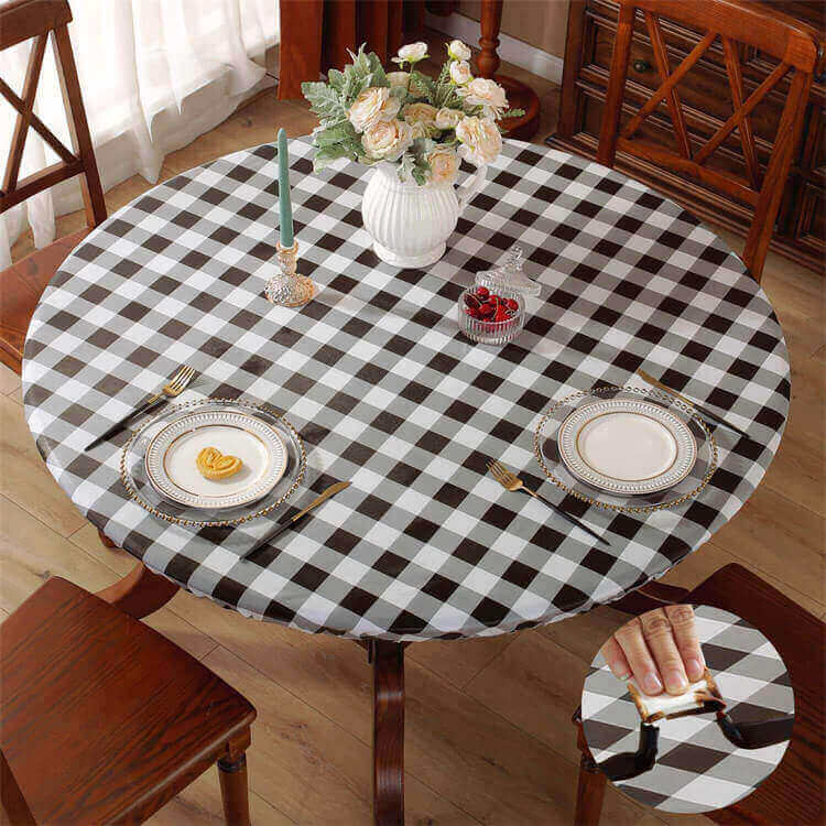 sastybale_black_white_Round_Elastic_Tablecloth_With_Flannel_Backing_wipeable